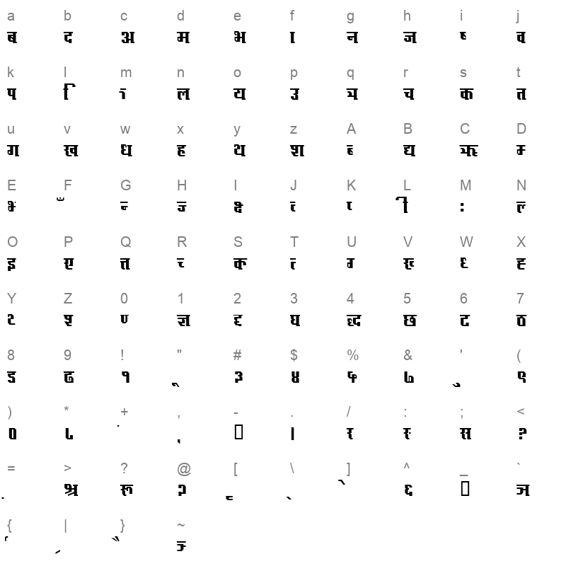 Stardust Regular Character Map